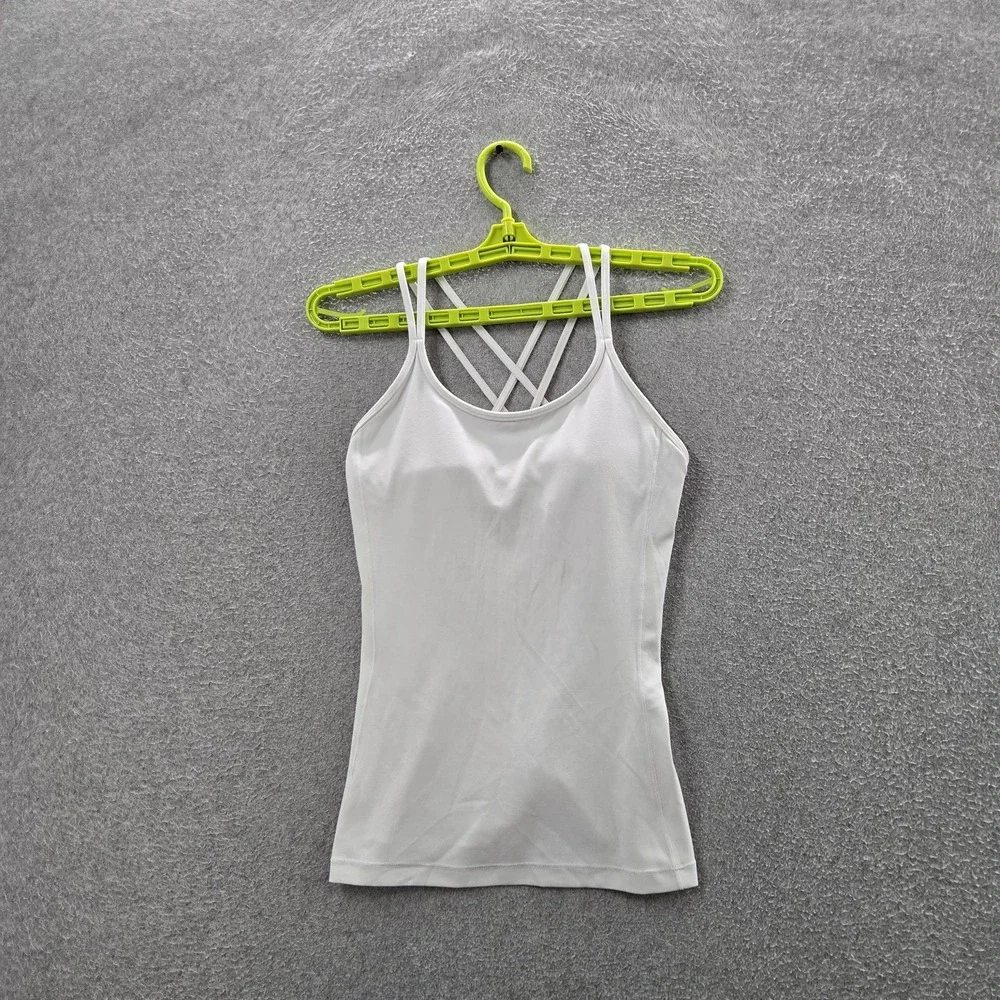 Lululemon Women Tank Top 4 White Activewear Strap Free To Be READ